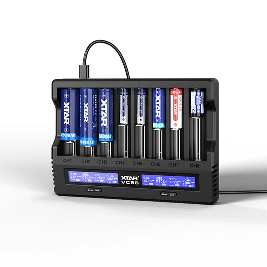 XTAR VC8 8 Slot 3.6V 3.7V 18650 Li-ion 1.2V Ni-MH/Ni-CD US Battery Charger Tester with Display